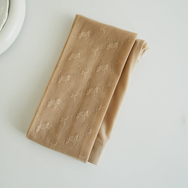 Japanese Lolita White Retro Lace Pantyhose Spring and Autumn Women's Outerwear Slimming Hollow Rose Stockings