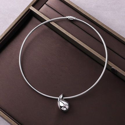 Cross-border Amazon fashion large water drop necklace set simple smooth opening retro metal magnetic collar jewelry