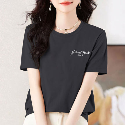 pea green Cotton Short-sleeved T-shirt Women's Colorful Multi-color Optional Summer New All-match Age-reducing Western-style Loose Top