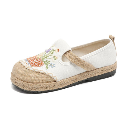 2026 New Ethnic Style Embroidered Cloth Shoes, Shallow Slip-On Low-Top Old Beijing Cloth Shoes, Woven Round-Toe Cloth Shoes for Women