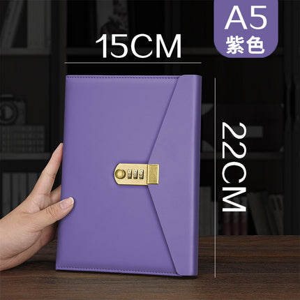 a5 password lock diary Diary business office creative stationery notebook with lock password book wholesale