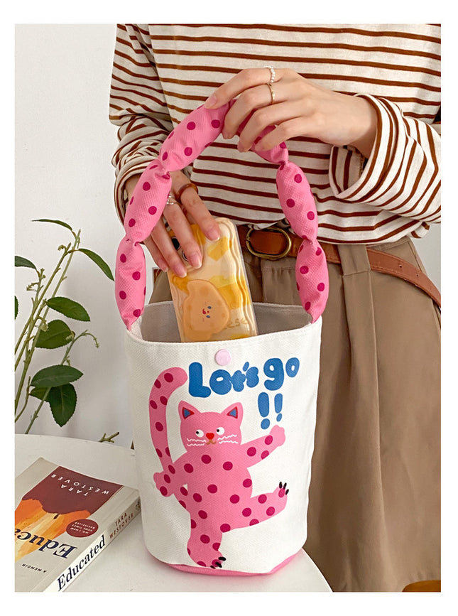Autumn and Winter Cotton Shoulder Strap Bucket Bag Daughter Children's birthday gift kindergarten gift handbag cute lunch box bag