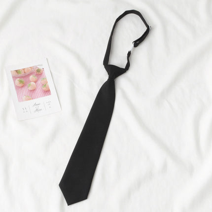 Japanese JK Academic Style Brown Retro Tie Female Lazy Wine-Free Red Shirt Accessories All-Match Black Stripe