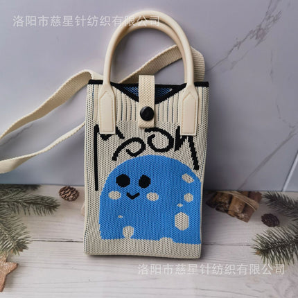 Girl's Heart-Shaped Knitted Crossbody Bag