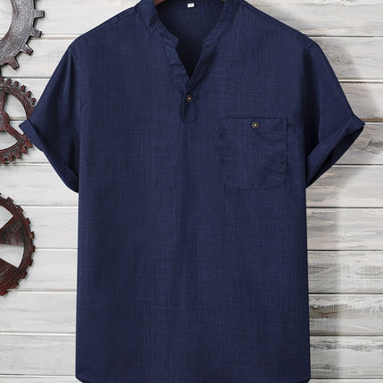 Men's Light Green Summer Casual Button up Shirt with Chest