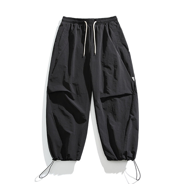 Ru-Meng-Japanese Fashion Brand Outdoor Sports Solid Color Wide-Leg Crowdline Pants Men's Retro Street Loose Straight All-match Pants