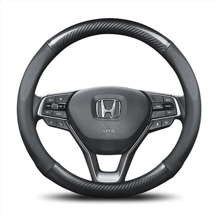 Car carbon fiber steering wheel cover round/D type steering wheel cover modified carbon fiber leather handle cover four seasons universal wholesale