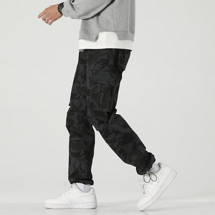 Factory Explosions Autumn and Winter Medium Thick Multi-Pocket Crane Pants Men's fleece-lined Casual Pants Loose Straight plus size Pants Fashion Brand
