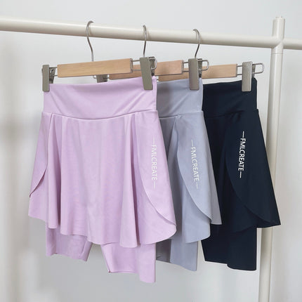 Fake Two-piece plus size Culottes Women's Summer Outer Wear Pocket Three-point Shark Pants Anti-light Outdoor Riding Yoga Shorts