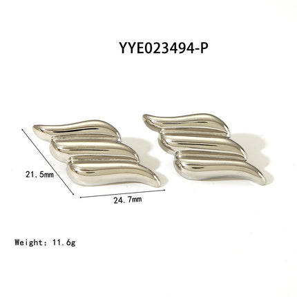 Summer Cool Style 18K Gold Stainless Steel Curved Striped Earrings European and American Internet Celebrity Style High-End Temperament Earrings for Women