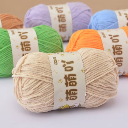 Single-Strand Chenille Medium-Thick Hand-Knitted Wool Crocheted Bag Doll Milk Cotton DIY Wool Ball Material Bag Wholesale