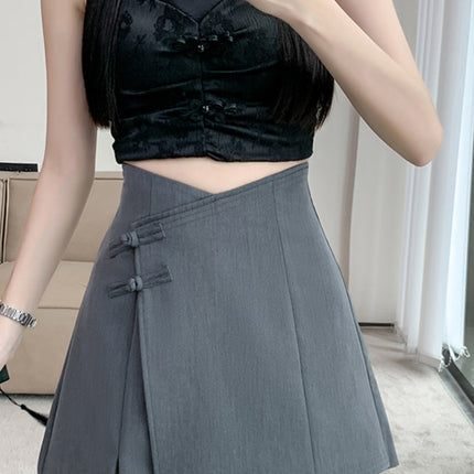 Summer Short Skirt 2024 A-Line Skirt New Style Figure-Proof High-Waisted Black Suit Pear-Shaped Skirt for Women