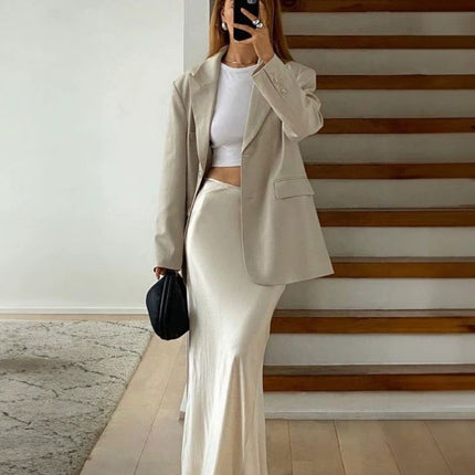 Floor-Length Extended Version for Tall Individuals, 2025 Spring Imported Japanese Triacetate Ankle-Length A-Line Fishtail Skirt