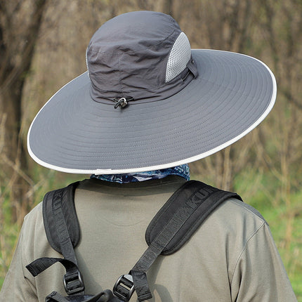 Summer big brim Hat sun protection windproof fisherman hat men and women outdoor mountaineering fishing sun hat mesh breathable sun hat
