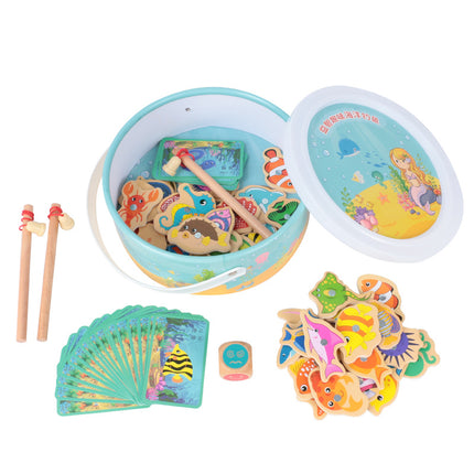 Children's Magnetic Fishing Toy Baby Early Education Beneficial Intelligence Wooden Fishing Rod Tool Set 2 Development 3.5 Years Old Game
