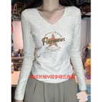 V-neck letter five-pointed star / S