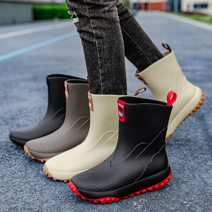 Cross-Border Export Fashion Rain Boots Men's Mid-Calf Waterproof Shoes Non-Slip Rain Boots Men's Rain Boots Fishing Shoes Water Boots Rubber Shoes