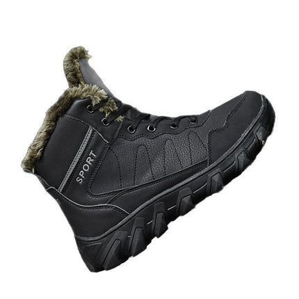 Cross-Border Winter New Cotton Shoes Men's Fur Integrated Snow Boots Outdoor Sports Hiking Boots Fleece-Lined Warm Men's Shoes 47