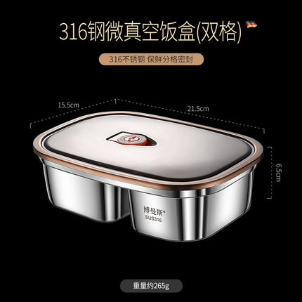 316 stainless steel micro vacuum fresh-keeping box lunch box large capacity office worker lunch box student portable lunch box suit
