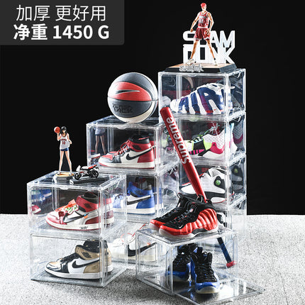 Folding Transparent Visible Side Door Extra-large Shoe Box Stacked Magnetic Absorbing High Permeability Shoe Rack Sports Shoe Display Shoe Wall