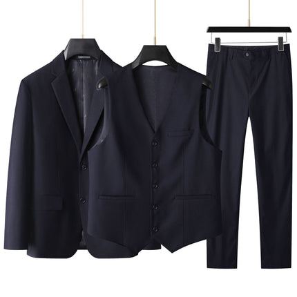 Fat Man 2025 Spring and Autumn New Men's Loose Plus Size Plus Size Business Casual Suit Three-Piece Suit