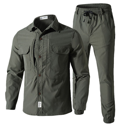 Summer Outdoor Quick-Drying Long-Sleeved Shirt Men's Multi-Pocket Work Shirt Loose Large Size Outdoor Work Clothes Thin
