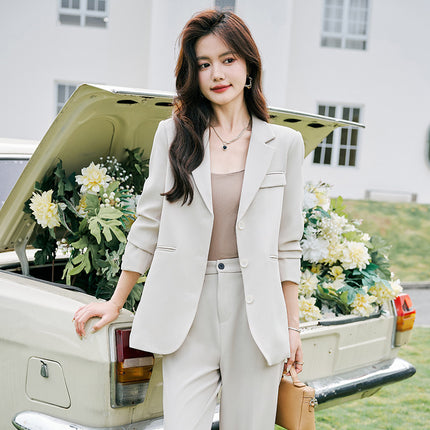 Fashion Commuter suit Women's 2024 Autumn Korean Style Temperament Commuter Goddess Fan Two-piece Simple Suit Pants Jacket