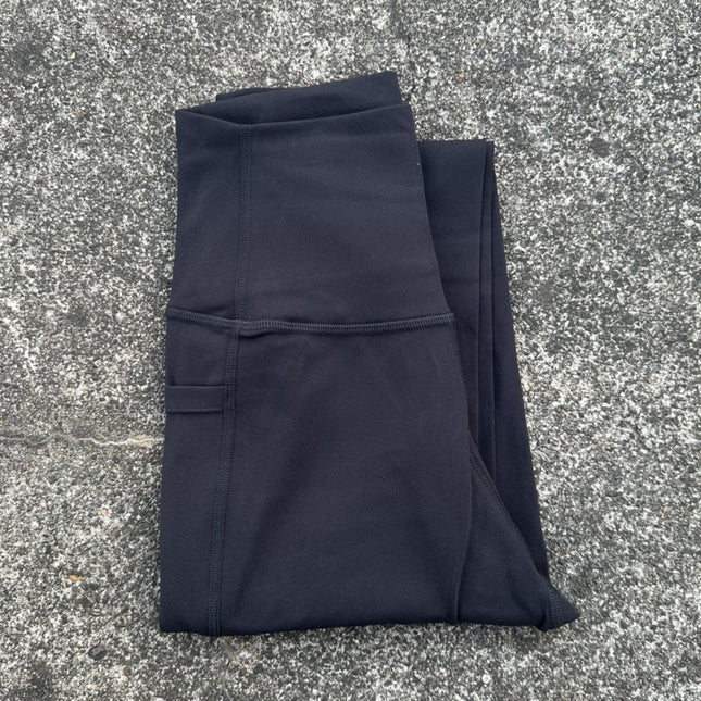 Solid color high luxury brushed Lycra fitness leggings cross-border European and American high waist peach hip yoga pants side pocket women