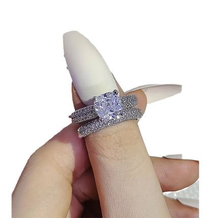 European and American Cross-border E-commerce Hot Sale Combination Ring suit Ring Female Niche High-level Sense Design Super Flash r7489