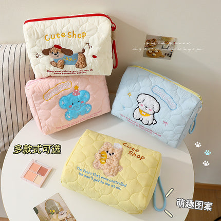 Cute Puppy Portable Cosmetic Bag for Women Portable Large Capacity Skin Care Brush Travel Toiletry Bag Wholesale