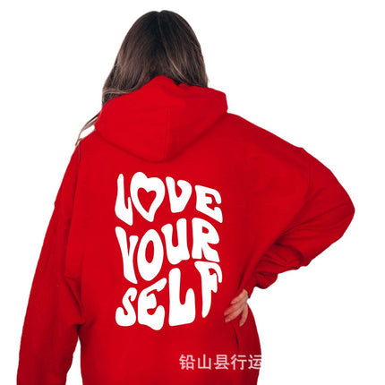 2023 New Autumn and Winter Casual Sports Hoodies Southeast Asia Cross-Border Export Women's Letter Print Hooded Sweatshirt