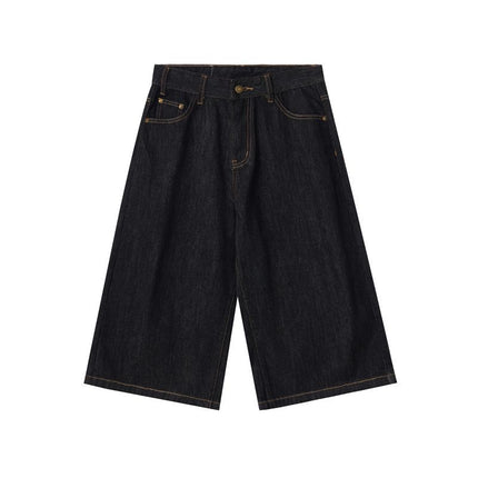 JIMAU New American Style Retro Original Bull Baggy jeans Cropped Jeans Men's Straight Loose Unisex Wide Leg