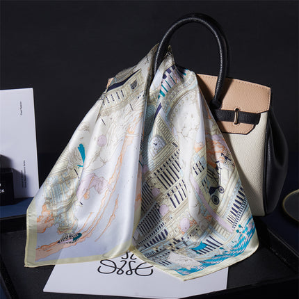 2025 Spring and Autumn Speedy Castle Paradise Silk Scarf Women's Mulberry Silk Scarf Shawl Scarf as a Gift for Elders