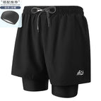 Black 009 men's swimming trunks with swimming cap / 2XL-120-130