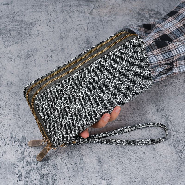 Support Cross-Border Labeling, Fashionable and Simple Women's Wallet, Large-Capacity Card Holder, Multi-Functional Clutch Bag, Double Zipper Wallet