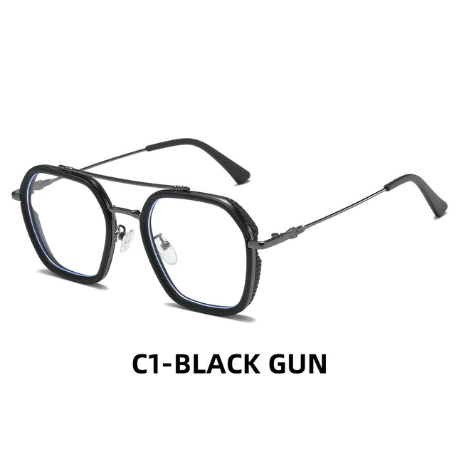 Fashion trend large frame glasses frame new anti-blue light men's and women's myopia glasses frame simple artistic flat mirror