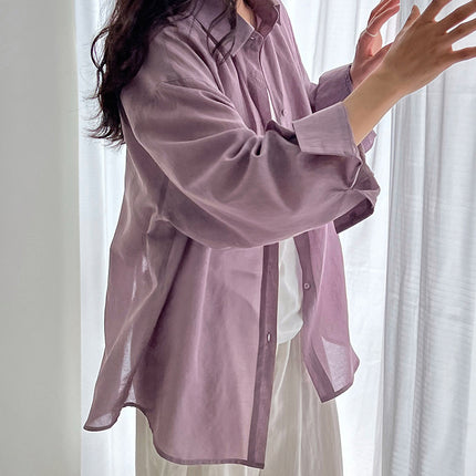 Luxi Design Sense Tencel Back Split Strap Shirt Women's Summer New Long Sleeve Sunscreen Thin Jacket 3582