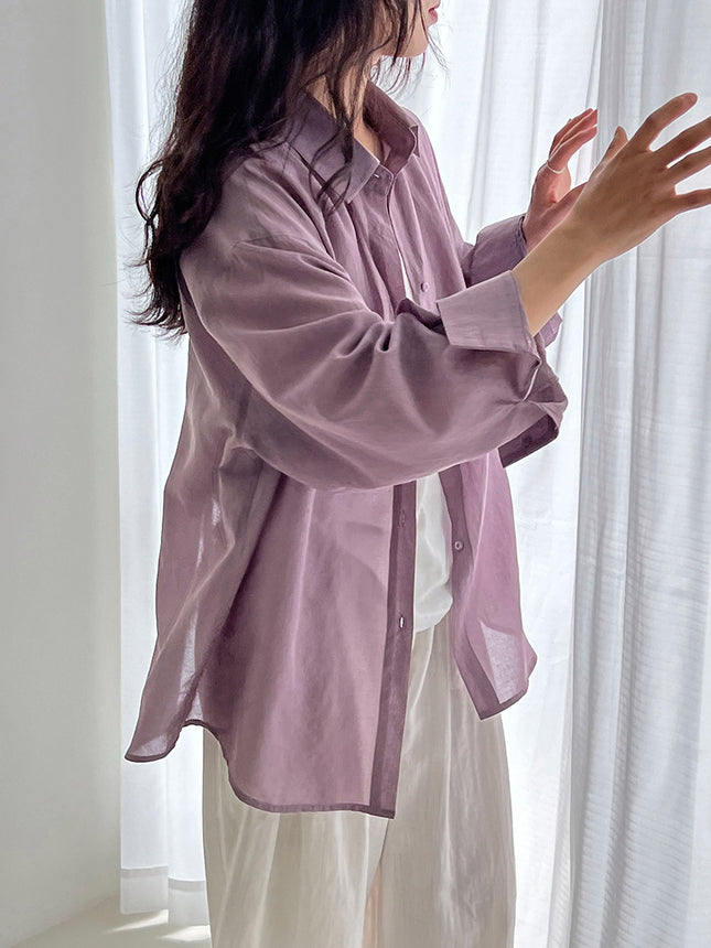 Luxi Design Sense Tencel Back Split Strap Shirt Women's Summer New Long Sleeve Sunscreen Thin Jacket 3582