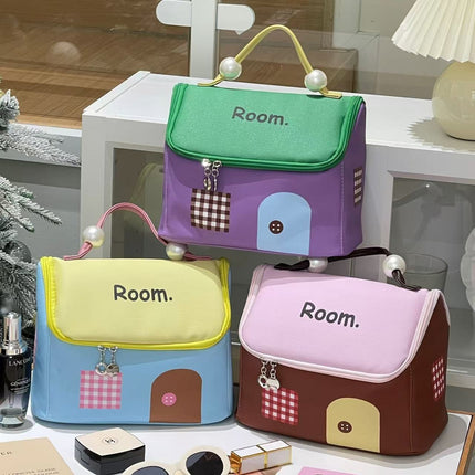 Cosmetic Bag Large Capacity Cute House Bag Portable Toiletry Bag Travel Storage Business Travel Makeup Storage Bag