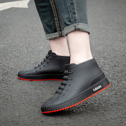 Fashion men's rain boots low fleece-lined kitchen fishing non-slip waterproof rain boots fleece-lined warm take-out work water shoes