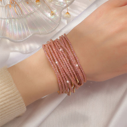 2.0mm Superfine Rhinestone Bracelet Stretch Bridal Bracelet Korean Style Single Row Flash Diamond Stretch Crystal Bracelet