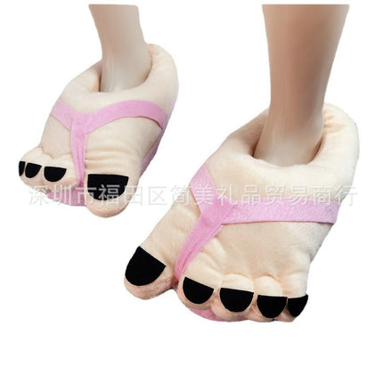 Creative Hobbit Stuffed Cotton Slippers Men's Large Size Home Daily Gift Baotou Thick Sole New Warm Shoes