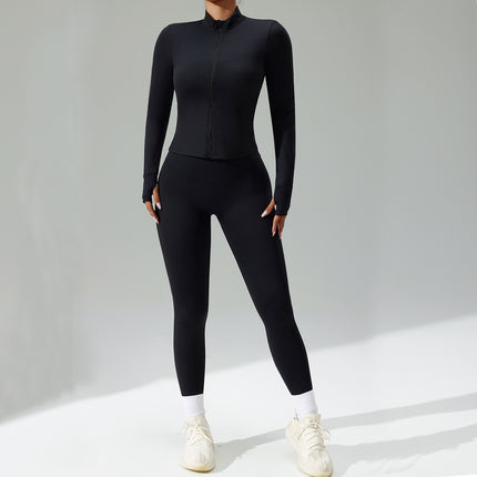 Cross-Border New Tight-Fitting Yoga Clothing Suit Women's Cardigan Running Sportswear Suit Quick-Drying Fitness Clothing Three-Piece Set