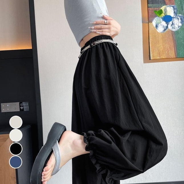 Ice Silk Lace Lantern Pants Women Summer 2025 New High-Waisted Loose Wide-Leg Balloon Pants Drapey Sun-Protective Cropped Pants