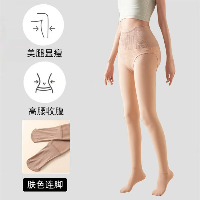 Flower fairy water light socks high waist abdomen leggings autumn and winter light leg artifact fleece-lined naked sense pantyhose manufacturers wholesale
