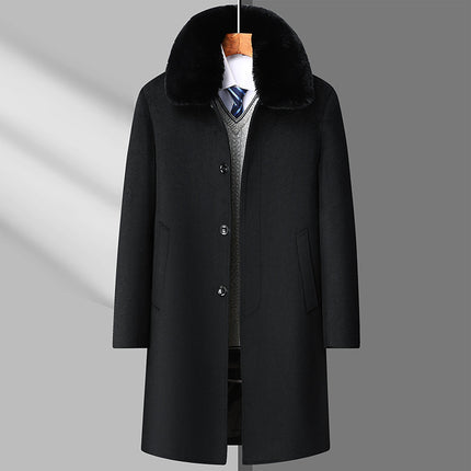 Winter New Men's Woolen Outwear Mid-Length Fur Collar down Removable Liner Two-Wear Woolen Outwear Men's Outwear