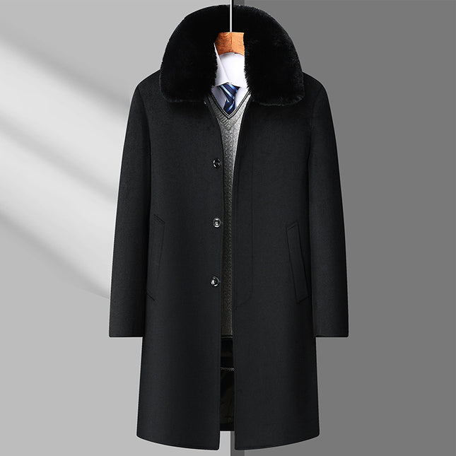 Winter New Men's Woolen Outwear Mid-Length Fur Collar down Removable Liner Two-Wear Woolen Outwear Men's Outwear