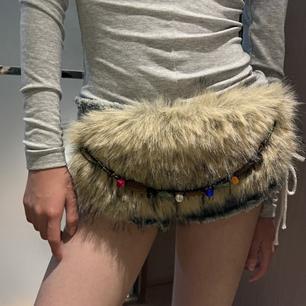 New Rabbit Fur Belt D. I .A OOTD Mao Mao Belt Europe and America Cross-border Hot Sexy Spice Girl Waist Cover Wide Belt