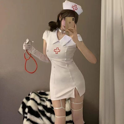 Halloween Sexy Nightgown Nurse Uniform Cos Doctor Role Play Pure Lust Temptation Nightclub Anchor Costume