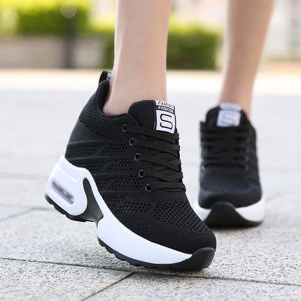 Spring and Autum Small Soft-Soled Inner Height-Increasing Women's Shoes 8cm Breathable Sports Shoes Lightweight Thick-Soled Casual Travel Shoes for Women